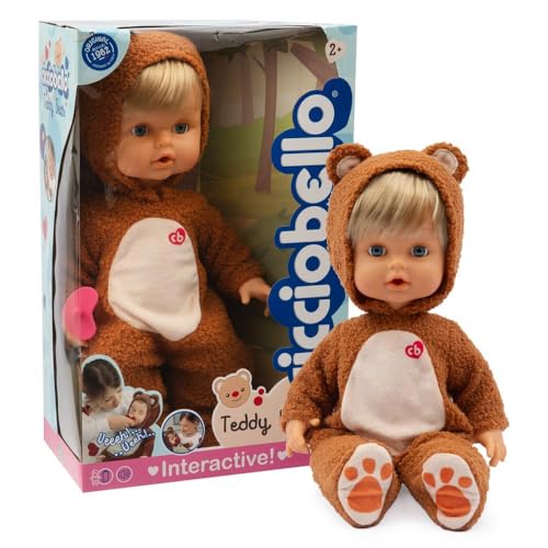 Cicciobello Teddy Bear – Puppe 42 cm hoch, interaktiv, trägt Strampler und weint wirklich, inklusive Schnuller, für Kinder ab 2 Jahren von Cicciobello