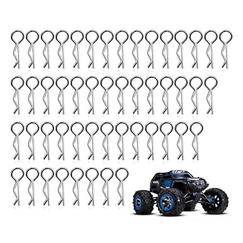 CiciIng 50 Stücke RC Karosserie Clips, Edelstahl R Typ Pin für 1/10 Fernbedienung Auto Shell Modell Ersatzteil, Silber Körper Shell Clip, Karosserie Splinte Klammern von CiciIng