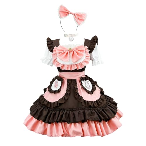 Cicilian Anime-Dienstmädchen-Cosplay-Kostüm, süßes Lolita-Dienstmädchen-Kleid, Kaninchen-Dienstmädchen-Kleid, Uniform, Halloween-Outfits, Lolita-Kostüm mit Socken, Kopfbedeckungs-Sets von Cicilian