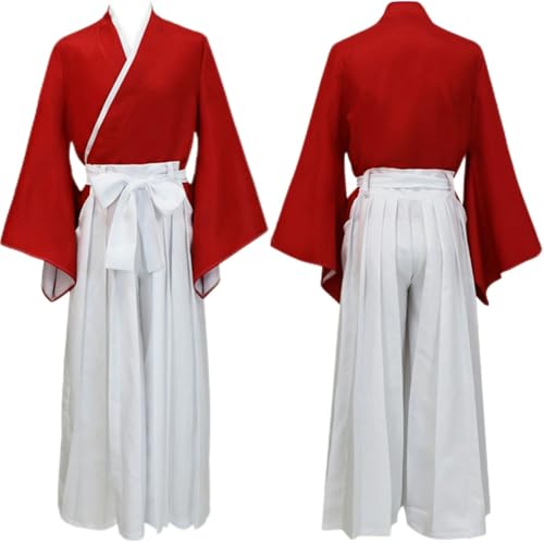 Cicilian Anime Himura Kenshin Cosplay-Kostüm, Rurouni Kenshin Cosplay-Uniformen, Kenshin-Kostüm für Herren, rote Kimonojacke, Uniformen, Perücken, Halloween-Karnevalsparty-Kostüm von Cicilian