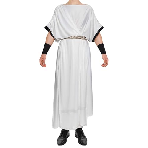 Cicilian Arabischer Prinzenkostüm, Toga-Kostüm für Herren, griechisches Herrenkostüm, römisches Halloween-Cosplay für Erwachsene, antike weiße Robe, arabisches Scheichkostüm von Cicilian