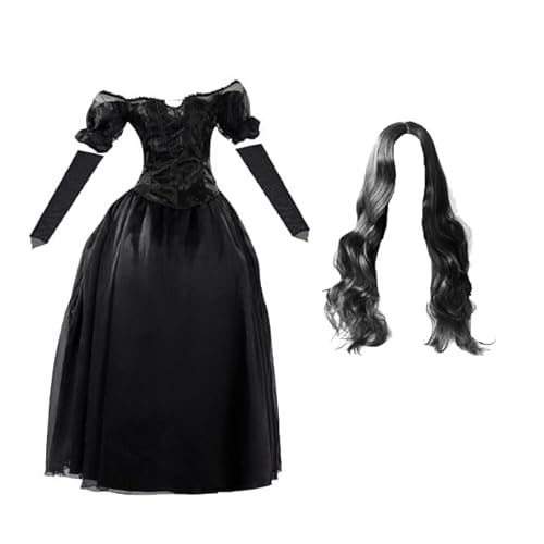 Cicilian Astrid Deetz-Cosplay-Kostüm, Lydia Deetz, komplette Sets, Gothic-Spitzenkleid, Cocktailparty-Skaterkleid mit Puffärmeln, Lydia-Halloween-Uniform, Verkleidung für Erwachsene von Cicilian