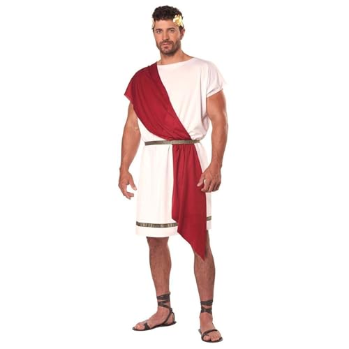 Cicilian Griechisches Cosplay-Kostüm, mittelalterliches römisches griechisches Toga-Paar, weißes altgriechisches Kostüm mit Gürtel, Halloween-Kleid, Retro-römisches Kostüm für Erwachsene von Cicilian