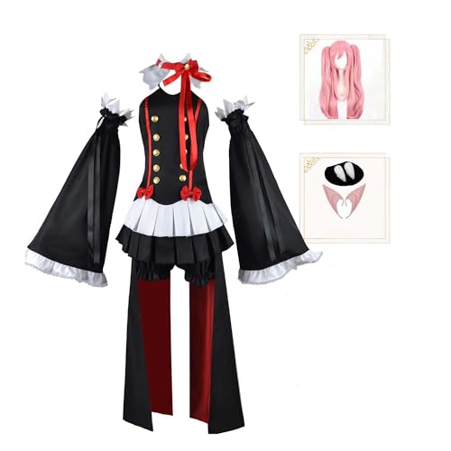 Cicilian Krul Tepes Cosplay-Kostüm, Seraph Of The End Cosplay-Outfits, ausgestellte Ärmel, Fliege, schwarzes rückenfreies Kleid, Uniform, Anime-Mottoparty, Halloween-Kostüm von Cicilian