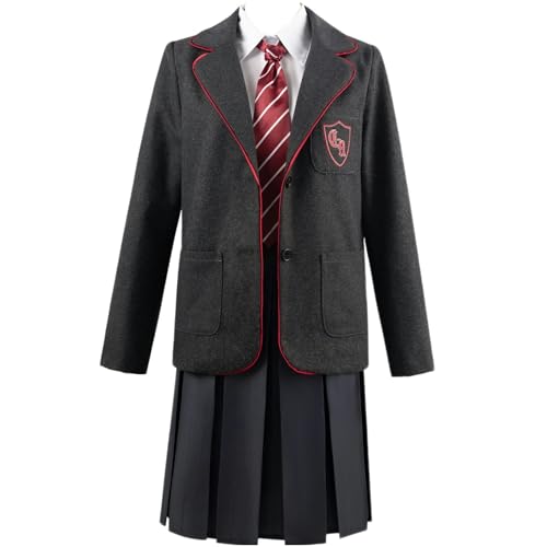 Matilda The Musical-Cosplay-Kostüm, 4-teilige Musical-Filmuniformen für Mädchen, graues Cosplay-Kostüm, Schulmädchen-Kleid, Uniform, Anzug, Krawatte, Halloween-Party-Outfits von Cicilian