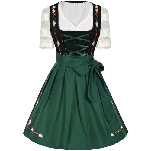 Oktoberfest-Kostüme für Damen, 3-teiliges bayerisches Kleid, Halloween-Cosplay-Kostüm, Dienstmädchen-Bieranzug, kurzärmliges Krawatten-Dirndlkleid für Oktoberfest-Karneval von Cicilian