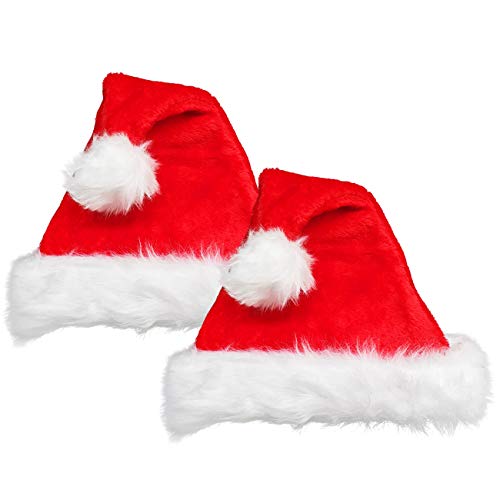 Ciffre 2 er Set Damen und Kinder Weihnachtsmütze Mütze Weihnachten Weich Nikolausmütze Dicker Fellrand aus Plüsch Top Qualität Kopfumfang 56-58cm von Ciffre