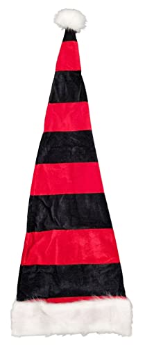 Ciffre Große XL 90cm Lange Weihnachtsmütze Nikolausmütze Rot Schwarz Santa Mütze Nikolaus A2 von Ciffre