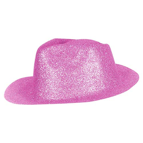 Cooler Cowboy Hut Sheriff Fasching Masken Perücke Disco Zylinder Maske Texas Glitzer Einfach - Rosa von Ciffre