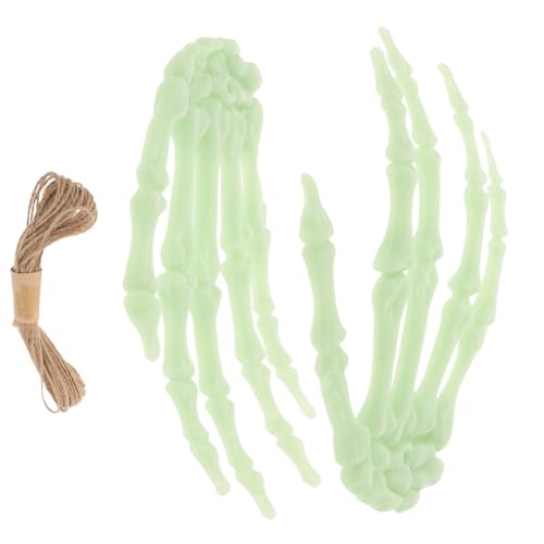 Ciieeo 1 Paar Skelettkrallenanhänger Skeletthände Aus Kunststoff Halloween-Terror-Requisiten Halloween-handknochen Halloween-Hand-Requisiten Halloween-händedekoration Plastik Light Green von Ciieeo