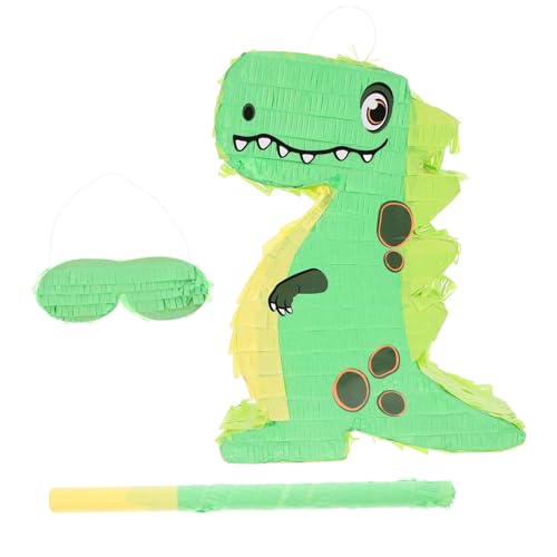 Ciieeo 1 Satz Dinosaurier-pinata Dinosaurier-spiele Drachen-gastgeschenke Dino-partygeschenke Pinata-füller Dinosaurier-geburtstagsparty-zubehör Cowgirl-piñata Pinata-stick Green Papier von Ciieeo