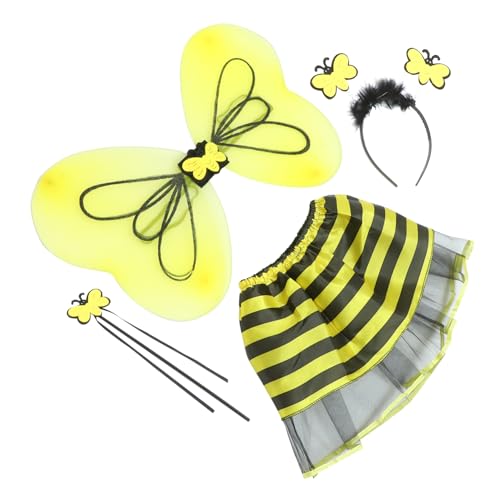 Ciieeo 1 Satz Schmetterlingsflügel Eingestellt Mädchen Kleidung Haarschmuck Für Mädchen Mädchenkostüm Kostüm Flügel Kleidung Für Bühnenauftritte Kinderrock Kostümrock Yellow Polyester von Ciieeo