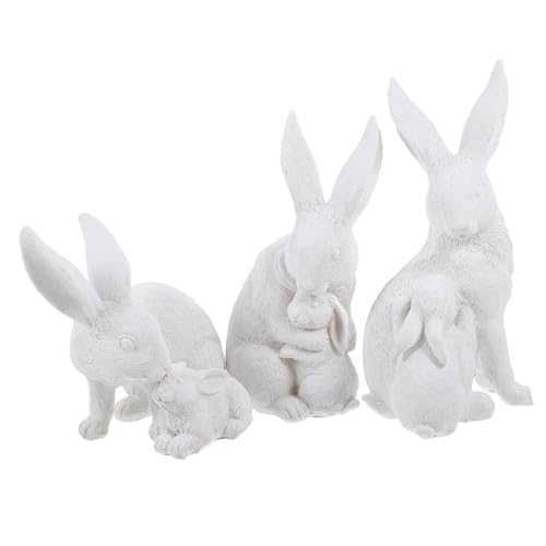 Ciieeo 1 Set Harz Kaninchen Ornament Osterhasen Statue Hase Sammlerstück Hase Hasenfigur Hase Heimdekoration Tierschnitzerei Skulptur Osterhase Dekoration Hasenfigur Weiß von Ciieeo