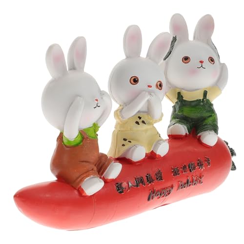 Ciieeo 1 Stück Tierschmuck Hasenfiguren Sammeltiere Ostern Mini Tierfiguren Kinder Hasenspielzeug Kaninchen Figur Schmuck Desktop Ornamente Tischdekorationen Harz von Ciieeo