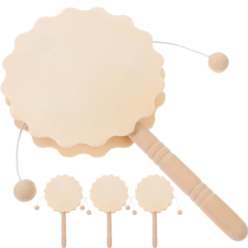 Ciieeo 12 Stück Malerei Rassel Holz Rassel Handtrommel Percussion Holz Handtrommel Holzgriff Trommel Niedliche Musiktrommel Mini Spielzeug Holz Spielzeug Desktop Ornament Holzmalerei Kind Blank von Ciieeo