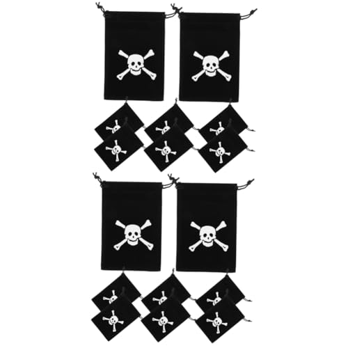 Ciieeo 16 Stk Piratenbeutel mit Kordelzug Halloween-Geldbeutel Piraten-Leckerli-Taschen Piratentasche geschenkverpackung gesteckt Geschenketüte Münzbeutel Piratenparty-Geschenktüte Stoff von Ciieeo