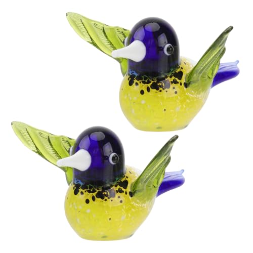 Ciieeo 2 STK Buntglas-Kolibri Vogel-Sammelfiguren Glücksvogelfiguren Kolibri-Partydekoration wohnaccessoires fensterdekoration hochzeitsdeko Kolibri-Dekoration aus Glas Kolibri-Schmuck von Ciieeo