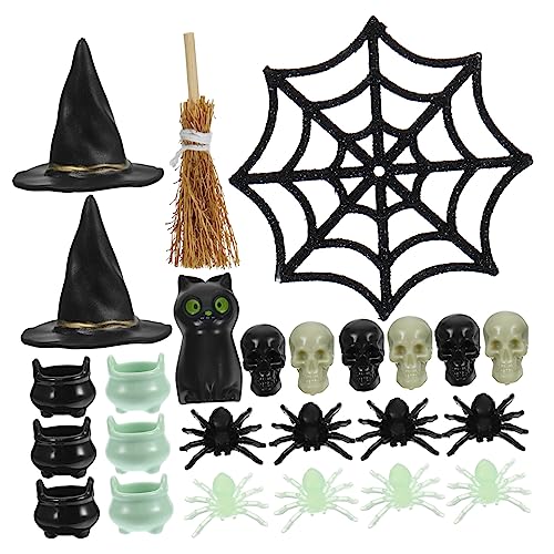 Ciieeo 2 Sätze Miniaturen Zum Basteln Mini-hexenmütze-dekor Mikrolandschaftsdekor -Kopf-miniaturen Halloween-miniaturen in Loser Schüttung Miniatur-Halloween-Figuren Plastik von Ciieeo