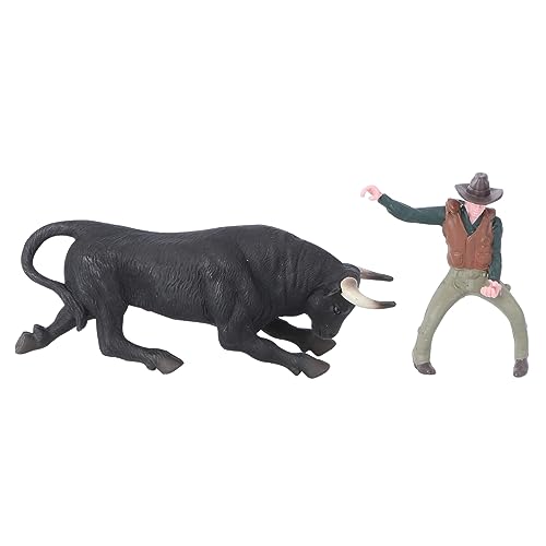 Ciieeo 2 Stück Cowboy Stierkampf Modell Spielzeug Tierdekoration Ochse Tierfigur Ritter Modell Dekoration Tierspielzeug Valentinsminiaturen Hochfliegender Stier Statue von Ciieeo