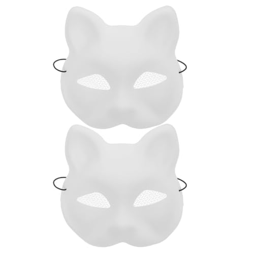 Ciieeo 2 Stück Katzenmasken Zum Bemalen Unbemalte Maskenmasken Leere -Masken Zum Dekorieren Diy-Halbe Tiermasken Aus Weißem Kunststoff Für Karneval Halloween Cosplay von Ciieeo