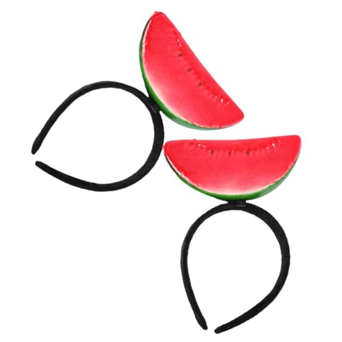 Ciieeo 2 Stück Lustiges Wassermelonen-Stirnband Neuheit Hawaii-Frucht-Stirnband Kostüme Kopfbedeckung Requisiten Essen Anzieh-Kopfbedeckung Zubehör Für Halloween-Party -Requisiten von Ciieeo