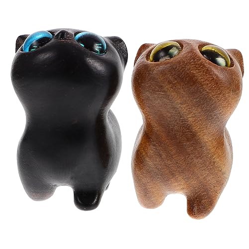 Ciieeo Süße Katze Ornamente Mini Holz Katze Skulptur Desktop Decor Handgemachte Sandelholz Katze Figur von Ciieeo