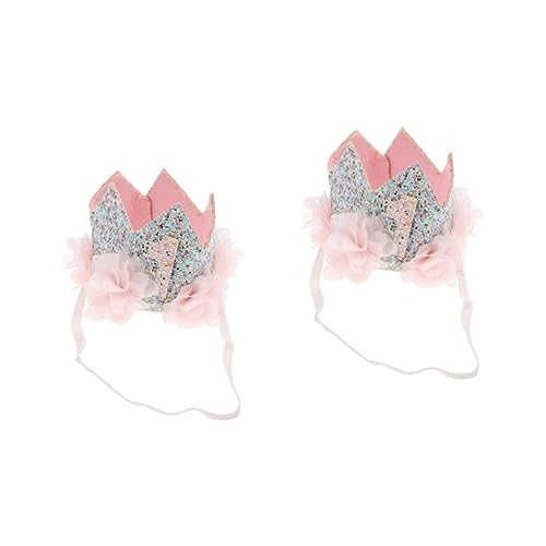 Ciieeo 2St Kronen-Partyhüte Stirnbänder Geburtstagskrone 1 kinder haarschmuck kinder party Tiara stirnband Kronenhut schöne Geburtstagskrone die Blumen Geburtstagshut Haarmaske von Ciieeo