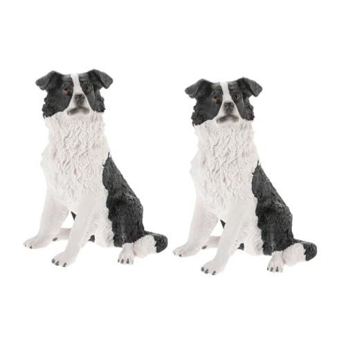 Ciieeo 2st Simulationshund Realistischer Hund Schäfer Figur Statue-Ballon-Hund-Ornamente Mini-hundefiguren-spielset Cocker Spaniel-Statue Spielzeughund Hündchen Figur Border Collie Harz von Ciieeo