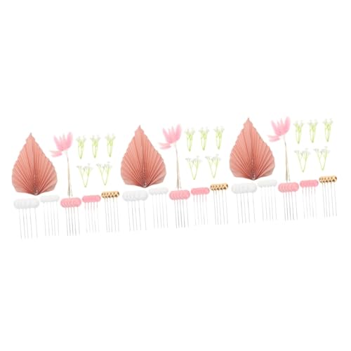 Ciieeo 3 Sätze Kuchendekoration Babyschmuck Gelber Fondant Roter Fondant Palmenblätter Hochzeitsdekoration Blumendekorationen Böhmisches Dekor Ornament Dekorative Böhmen Rosa Papier von Ciieeo