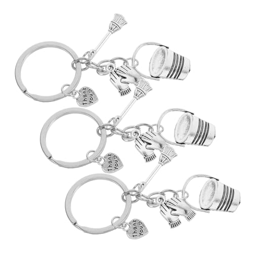 Ciieeo 3 Stück Housekeeping Geschenk Metall Schlüsselanhänger mit Besen Eimer und Handschuh Charm Leichter Deko Schlüsselring mit Thank You Schriftzug Langlebig und Vielseitig für Ciieeo 3 Stück Housekeeping Geschenk Metall Schlüsselanhänger mit Besen Eimer und Handschuh Charm Leichter Deko Schlüsselring mit Thank You Schriftzug Langlebig und Vielseitig für von Ciieeo