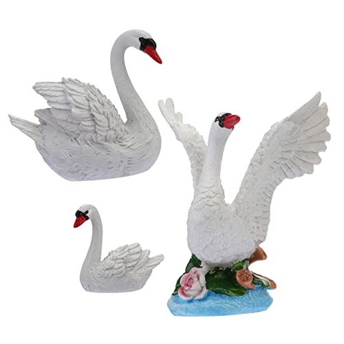 Ciieeo 3 Stück Schwanen Ornamente Schwanenfiguren Miniatur Tierfiguren Mikrolandschaft Miniatur Pflanzendekoration Cartoon Schwanen Ornament Niedliche Schwanenfigur Mini von Ciieeo