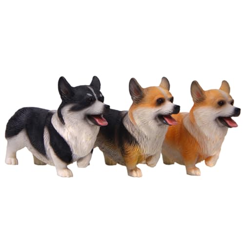 Ciieeo 3St Corgi-Ornamente Animal Figures kuschelhund raumdeko hausdeko gartendeko Miniatur-Hundefigur Auto-Armaturenbrett-Hund künstliches Hundemodell realistische Welpenmodelle Plastik von Ciieeo