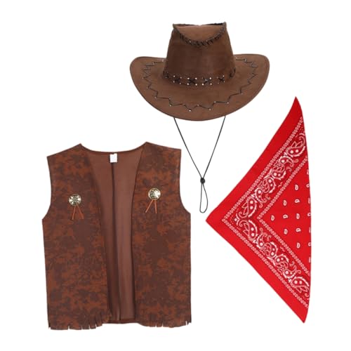 Ciieeo 3st Karnevals-denim Cowboyhut Für Kleinkinder Cowboykostüm Für Cowboy-kostüme Cowboy-outfit Kuh Mädchen Outfits Frauen -cowboy-hut Cowgirl-kostüm-outfit Für Damen Stoff von Ciieeo