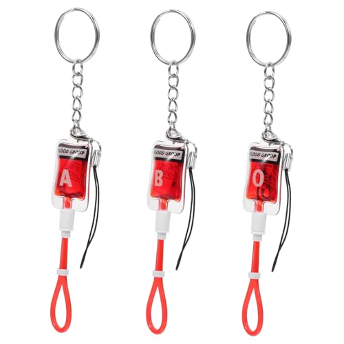 Ciieeo 3st Schlüsselanhänger Tag Für Usb Kette Blutbeutel-anhänger Gefälligkeiten Ring Geldbörse-taschen-dekor Fake-blutbeutel-dekor Handyband, Handyband Handy-lanyard Gefälscht Rot Gummi von Ciieeo