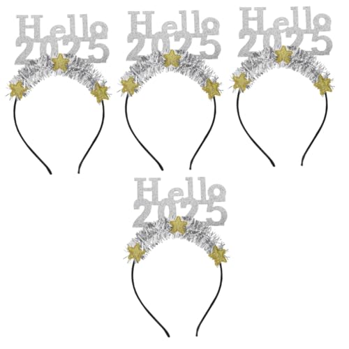 Ciieeo 4 Stück 2025 2025 Stirnband Weihnachtskopfschmuck Silvester Haarband Silvester Stirnband Gefälligkeiten Für Weihnachtsfeiern Neujahrs-kopfhörer Weihnachtsfeier Gefallen Filzstoff von Ciieeo