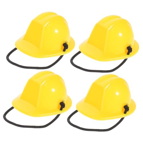 Ciieeo 4 Stück Helm Bausatz Ausgestopft Kind Verrückter Hut Puppe Mützen Lastwagen Miniatur Kettensäge Konstruktionsspielzeug Spielzeugautos Lüfter Einstellbar Visier Lustig Yellow von Ciieeo