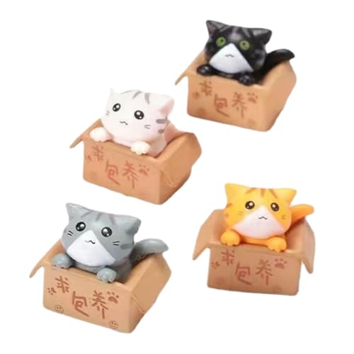 Ciieeo 4 Stück Mini-Kätzchen-Dekorationen wohnraumdeko miniaturfiguren Exquisite Katzenfigur car Decor ausgestopfte Katze kleine Kätzchenfiguren Katze-Statue- Mini-Katzenfigur PVC von Ciieeo