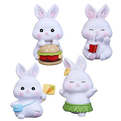 Ciieeo 4 Stück Ornamente Kaninchen Kuchen Dekoration Tierkreiszeichen Kaninchen Figur Kaninchen Miniatur Auto Miniatur Hase Figur Kaninchen Puppenhaus Miniatur Mini Kuchen Behälter Hase von Ciieeo