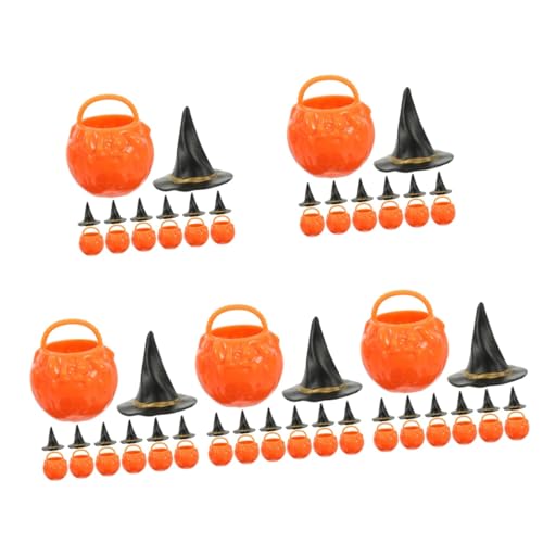 Ciieeo 5 Sätze Hexeneimerglas Halloween-Dekorationen Halloween-Puppenhaus-Miniaturen Mini-Kessel Spielzeug Partydekoration Halloween-Miniaturen zum Basteln Halloween-Miniatur-Kesseltöpfe von Ciieeo