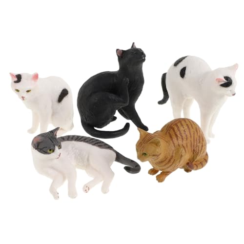 Ciieeo 5 Stück Realistische Katzenfiguren, Miniatur-katzenfiguren, Niedliche Kätzchen-tierfiguren, Katzenkuchendekorationen, Kuchenaufsätze, Lustiges, Pädagogisches Katzenspielzeug Für von Ciieeo