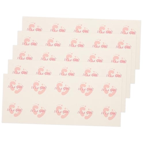 Ciieeo 50-Blatt-Box Babyparty-Aufkleber siegel Aufkleber siegelaufkleber Stickers Stickers Sticker Aufkleber Tags Aufkleberetiketten aus Papier Aufkleber für Briefumschläge Rosa von Ciieeo