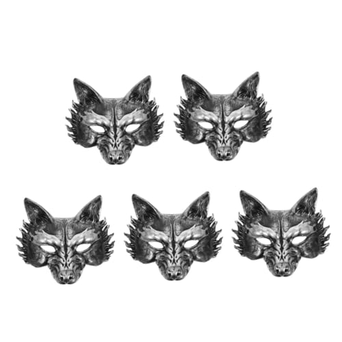 Ciieeo 5st Party-Fuchs-Maske Wolfsmaske Für Männer Wolfsmaskenmänner Masken Für Maskerade-Party Wolfskostüm Mann Werwolf Kostüm Maskerade Maske Männer Maskentier Black Pu-Schaum von Ciieeo