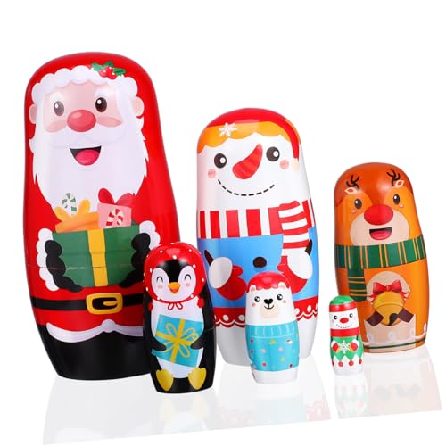 Ciieeo 6 Stück Teiliges Weihnachts Nistpuppen aus Holz Santa Claus und Schneemann Figuren Handgefertigte Russische Puppen Festliche Weihnachtsdekoration mit Farbintensiven Langlebigen Ciieeo 6 Stück Teiliges Weihnachts Nistpuppen aus Holz Santa Claus und Schneemann Figuren Handgefertigte Russische Puppen Festliche Weihnachtsdekoration mit Farbintensiven Langlebigen von Ciieeo