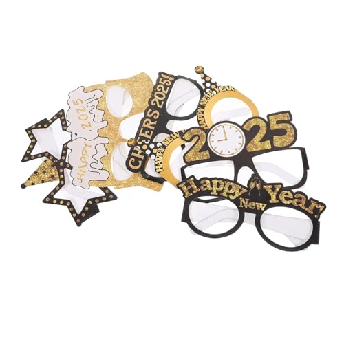 Ciieeo 6St Neujahrsbrille 2025 Glitzerbrille Neue Partybrille Partyzubehör für Silvester 2025 naja Brille Spaßbrille Lustige Brille interessante Brille Party-Brillengestell Papier von Ciieeo