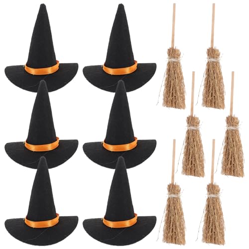 Ciieeo 6er Set Hüte Und Besen, Halloween-Dekorationen, DIY-bastelzubehör, 3, 14 Zoll Ciieeo 6er Set Hüte Und Besen, Halloween-Dekorationen, DIY-bastelzubehör, 3, 14 Zoll von Ciieeo