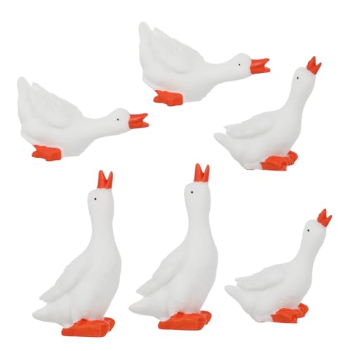 Ciieeo 6st Große Weiße Gans Ornament Miniatur-tierfiguren Hamster Mini-gänsefiguren Mini-nutztierfiguren Miniaturtiere Gans Ornamente Kleine Gans-Statue Miniatur-schwanenfigur Frosch Harz von Ciieeo