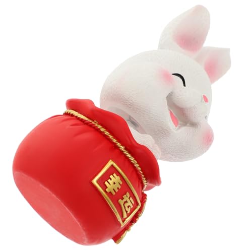 Ciieeo Bobble Geldbeutel Kaninchen Miniatur Häschen Dekor Chinesisches Tierkreiszeichen Kaninchen Figuren Kaninchen Wackelkopf Beweglicher Kopf Spielzeug Feng Shui Kaninchen von Ciieeo