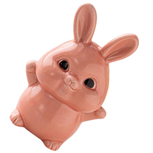 Ciieeo Cartoon-Kaninchen-Ornamente Hase Puppe Kaninchenstatue Sparschwein Realistischer Tierplüsch Geburtstagsgeschenke Für Figur Häschen-Statue Keramik Rosa von Ciieeo