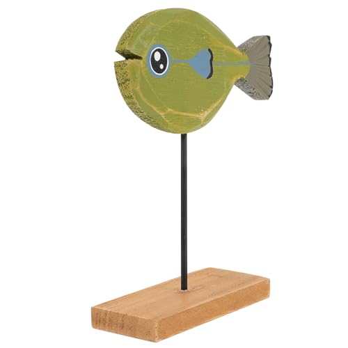 Ciieeo Dekorative Verzierungen für Aquarien Anlage nautische Fischstatue wohnungseinrichtung Home Decoration weihnachtsdeko exquisites Fischhandwerk Fischverzierung aus Holz hölzern Green von Ciieeo