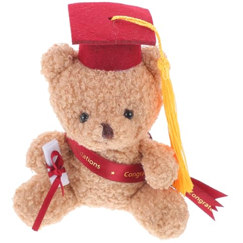 Ciieeo Doktorhut Bär kuschelbären cuddly toy graduation bear ideas Plüschspielzeug Abschluss gefüllt Stofftier Bär Bärenpuppen selber machen Blumenstrauß DIY liefert PP Baumwolle rot von Ciieeo